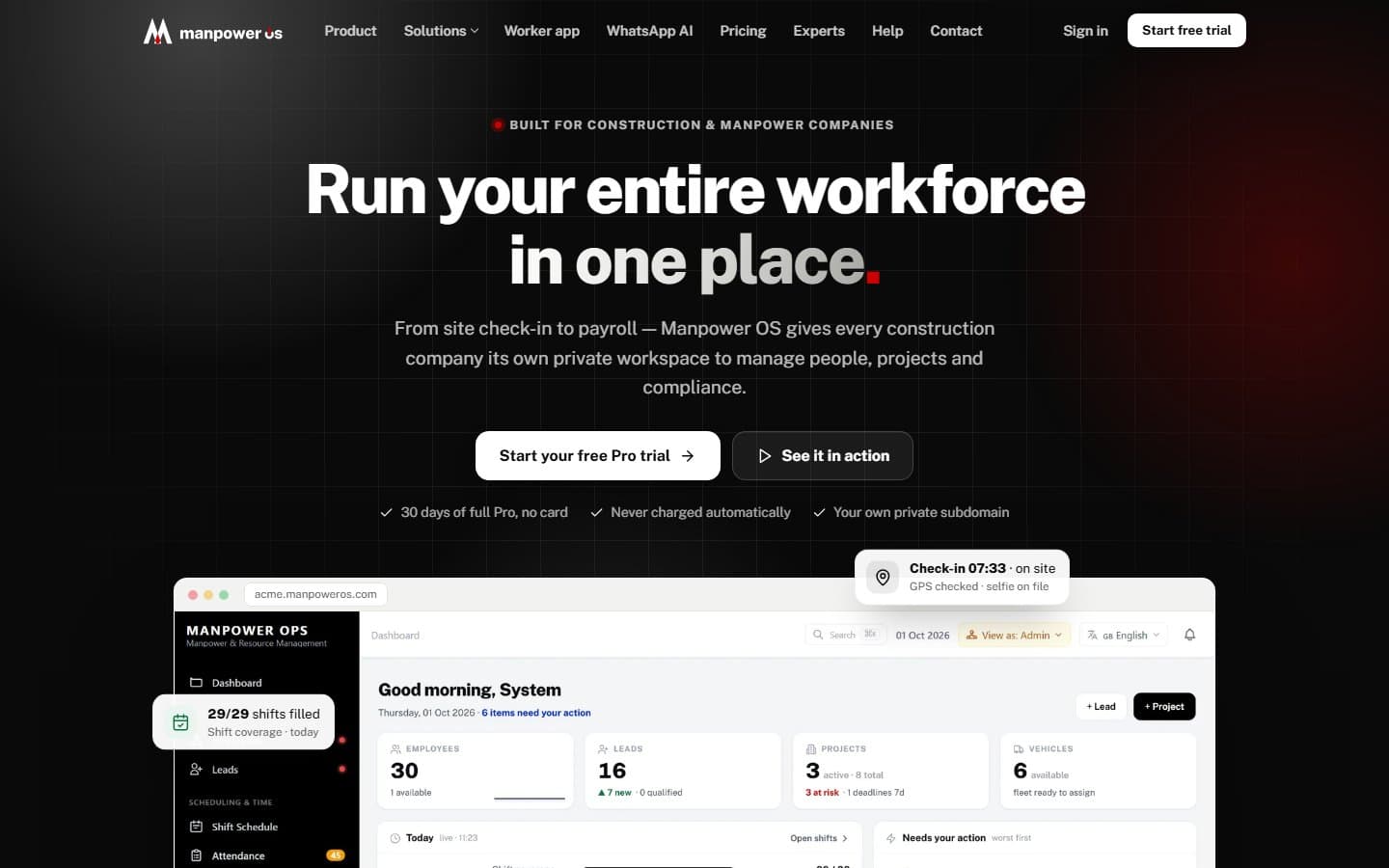 Workforce platform for an Israeli construction company
